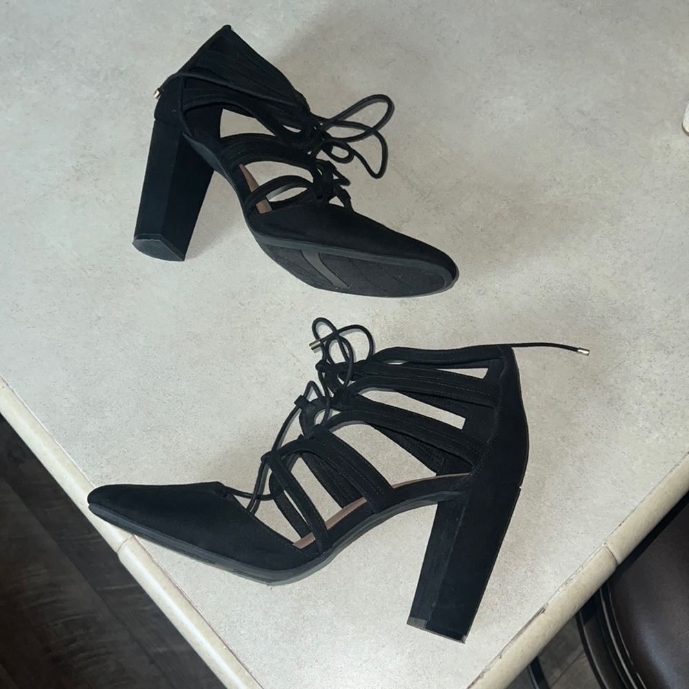 Christian Siriano for Payless Black Suede Heels Size 12